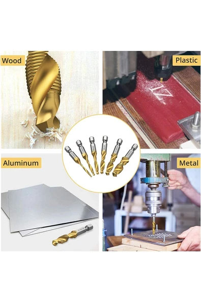 Depolife kılavuz çekme matkap uçları m3 m4 m5 m6 m8 m10 Bits uçlu 6 parça Pah Alma Delme klavuzu - Resim 3