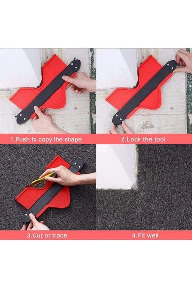 Depolife Şablon Tarağı Şekil Gönye Kontur Çevre Kalıplama Ahşap Fayans Kaportacı Cizim Şekillendirme Tarak - Resim 5