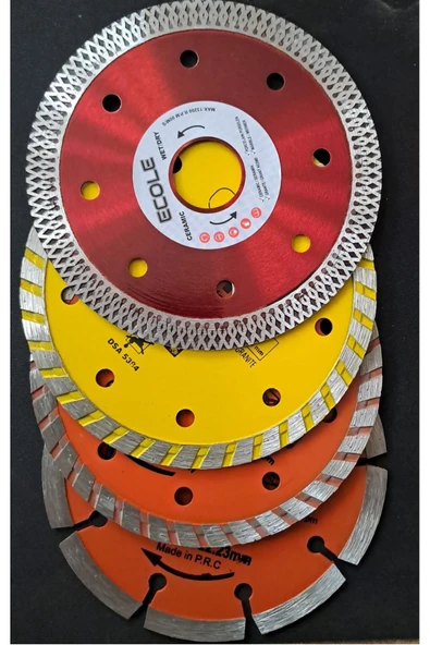 Depolife Mermer Granit Seramik Beton Taş Kesici Disk Seti 115mm Kesme Daire Disk Bıçak Takımı 4 Parça - 1