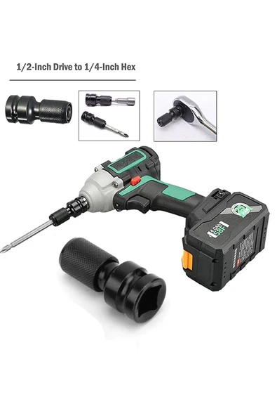 Depolife Fonksiyonel 1/2 ve 3/4 Cırcır Kollu Lokma seti 12 Parça Lokma Anahtar Takımı Somun Sökme adaptörlü - 6