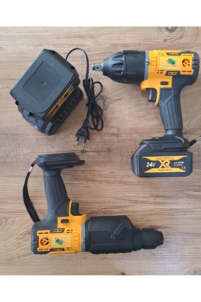 bull Şarjlı Darbeli Bijon Matkap Vidalama ve SDS Kırıcı Delici Hilti Seti 2 Makina 2 Akü Şarj Çanta - 4