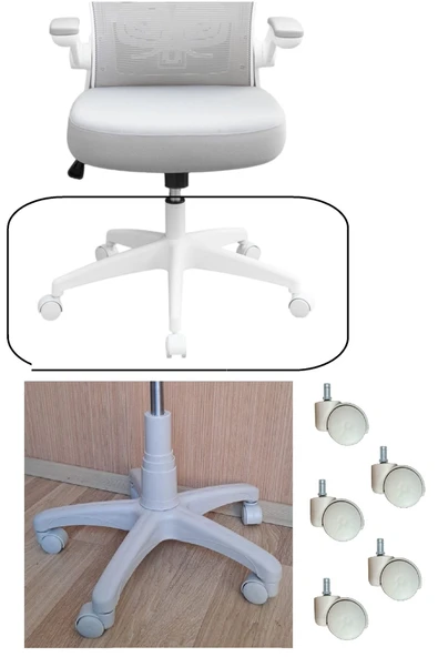Depolife Ofis Büro Koltuk Tekerleği 5 Adet Sekmanlı Teker Açık Gri Çalışma Koltuğu Yedek Parça - Resim 2