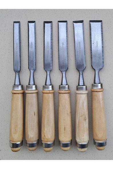 Depolife Ahşap Keski Seti 6lı Iskarpela Keskin Vanadiyum çelik Ahşap oyma Alet Takımı Ahşap Saplı Ergonomik - 3