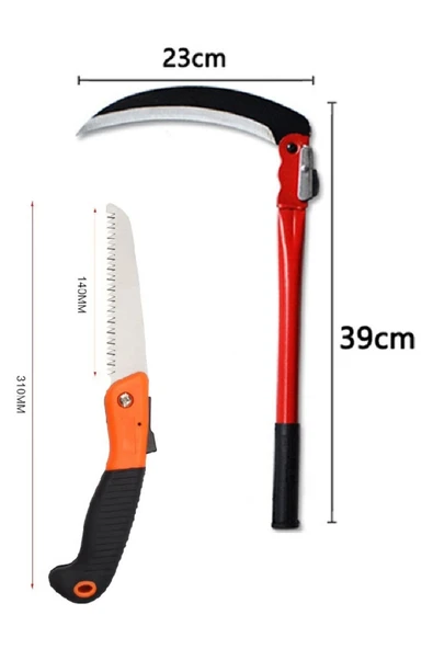 Depolife Katlanır Tırpan Çim Ot Çalı Ağaç Dal Kesme Budama Testere Bahçe Orağı Ve Katlanır Testere - 3