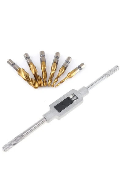 Depolife Klavuz Seti Bits sapı Matkap veya Kılavuz Kol ile kullanım M3 M4 M5 M6 M8 M10 Ahşap metal derlin pah - Resim 7