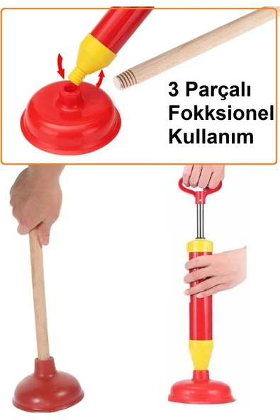 Depolife Klozet sifon Banyo evye vakum pompası kaucuk başlık güçlü vakum pompa küvet tıkanık açma pompa 3lü - 2