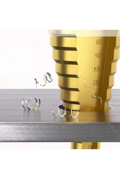 Depolife HSS Matkap Freze Uc Seti Pah Kırma Raybalama Kademeli Adım Delik Açma ucu Kozalak Kesici Titanyum - Resim 3