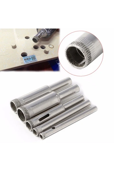 Depolife Cam Fayans Delme Mermer Granit Yuvarlak Delik Panç Elmas Uçlu Yuvarlak Açma Karot 5parça5/6/8/10/12 - Resim 2