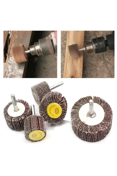 Depolife Mop Zımpara Saplı Silindir Zımpara Seti 5 Parça 60 Kum Daire Zımpara Takımı Ahşap Metal Zımparalama - 1