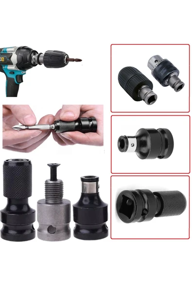 Depolife Torklu Somun Sıkma Bijon Sökme Darbeli Matkap için Bits Adaptörü 4lü Set Yaylı Ağır hizmet Mandreni - 7