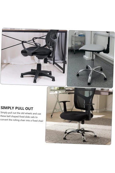 Depolife Ofis Büro Koltuk Tekerlek Için 5 Adet Sekmanlı Teker Sabit Çalışma Koltuğu Sabitleyici - 3