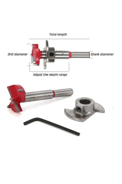 Depolife Ahşap Freze Ucu 25mm Panç Karot Stoperli Matkap Yuvarlak Açma Bıçağı Derinlik Ayarlı Panc Bıçak - Resim 6