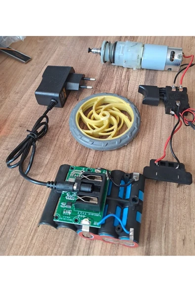 Depolife Motor Tork Dişli Hız Kontrol Tetiği Batarya Şarj Cihazı Tekerlek Proje Okul Ödev Scooter Araç Imalat - 3