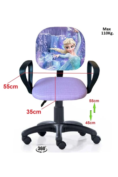 Depolife Çocuk Odası Ders Çalışma Koltuğu Tekerlekli Amortisörlü Kumaş - 3