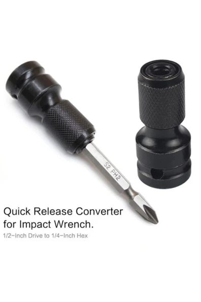 Depolife Torklu bijon Somun Sökme Darbeli Matkap için Bits altıgen Adaptör 4lü Set Yaylı Ağır hizmet Mandreni - 7