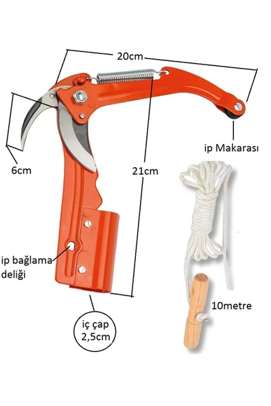 Depolife Tepe Dal Kesme Makası yüksek ağaç budama kırpma makası sırığa takılan ipli makas - Resim 4