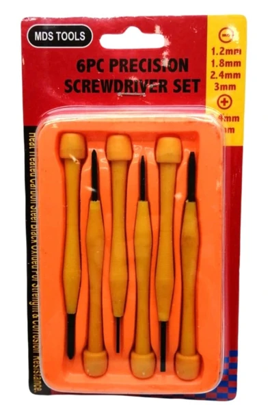 Depolife Mini garga burun Mini Yan Keski Pense 6 li Saatci Tornavida seti Kargaburun düz yıldız tornavida - 6