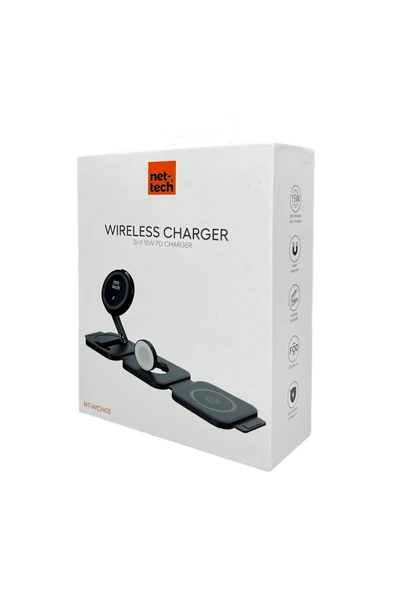 Nettech NT-WCH03 3in1 15W Kablosuz Wireless Şarj - 2