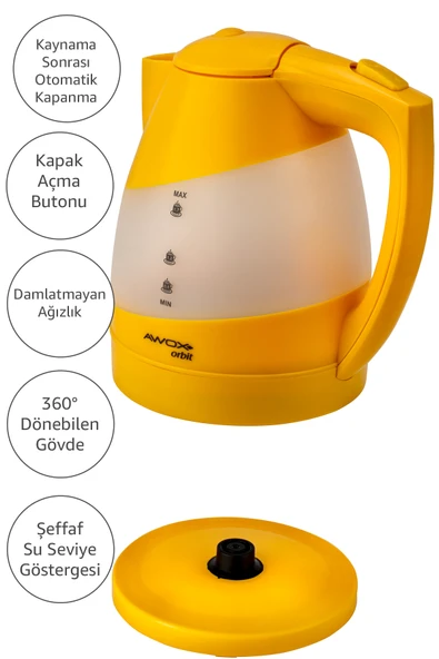 Orbit Gizli Rezistanslı Kettle Sarı - 3