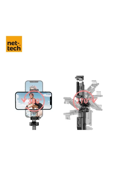 Nettech Nt-mt04 Taşınabilir Selfie Çubuk Multi-function Tripod Stand - Siyah - 5
