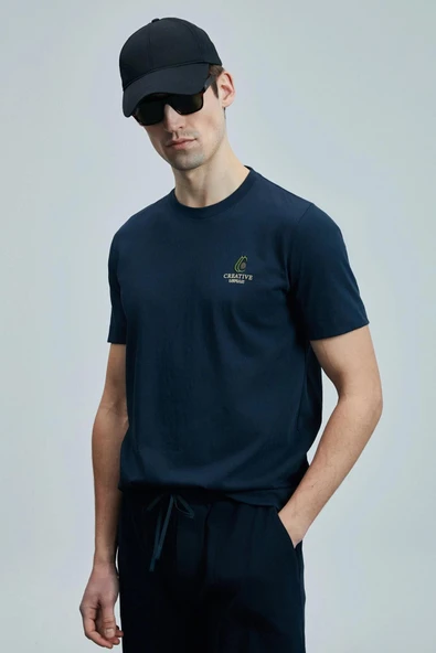 Lufian Minimalist Yuvarlak Yaka Kısa Kol Erkek T-Shirt - Günlük Stil - 5