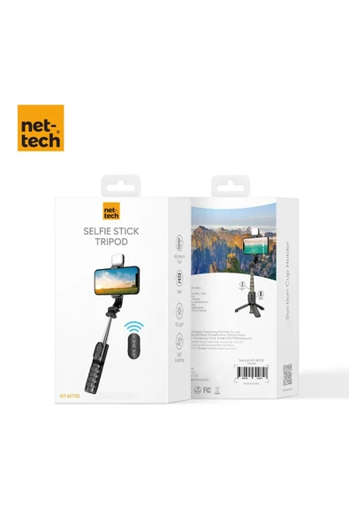 Nettech Nt-mt05 Taşınabilir Selfie Çubuk Işıklı Tripod - Siyah - 6