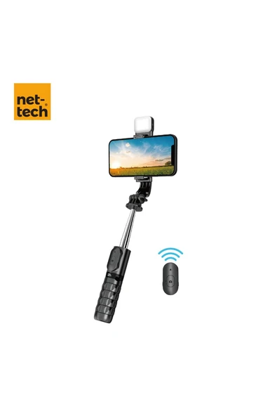 Nettech Nt-mt05 Taşınabilir Selfie Çubuk Işıklı Tripod - Siyah