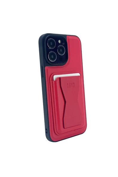 Nettech İphone 13 Pro Max Uyumlu Deri Purse Seri Arka Koruma Kılıf - Kırmızı - 2
