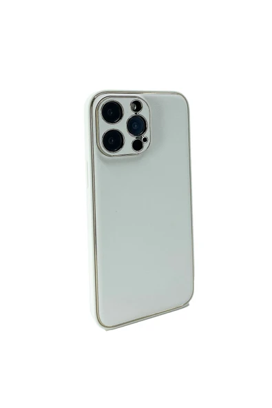 Nettech İphone 14 Pro Uyumlu Coco Leather Seri Arka Koruma Kılıf - Beyaz - 2