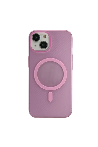 Nettech İphone 15 Plus Uyumlu Nt-n010 Slim Magsafe Arka Koruma Kılıf - Pembe