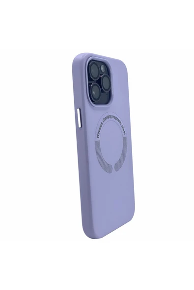 Nettech İphone 13 Pro Uyumlu Deri Magsafe Seri Arka Koruma Kılıf - Lila