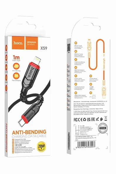 Hoco X59 Victory 1M 20W Type-C to Lightning PD Hızlı Şarj Kablosu - Resim 4