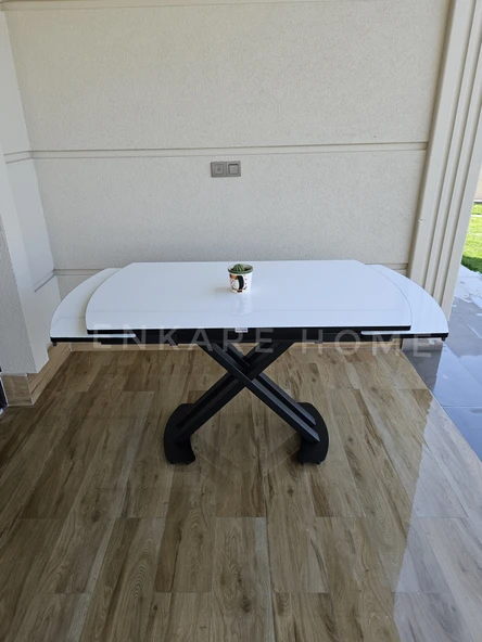 Enkare X Ayaklı Gloss Masa - Çift Kanat Açılır Mdf Masa