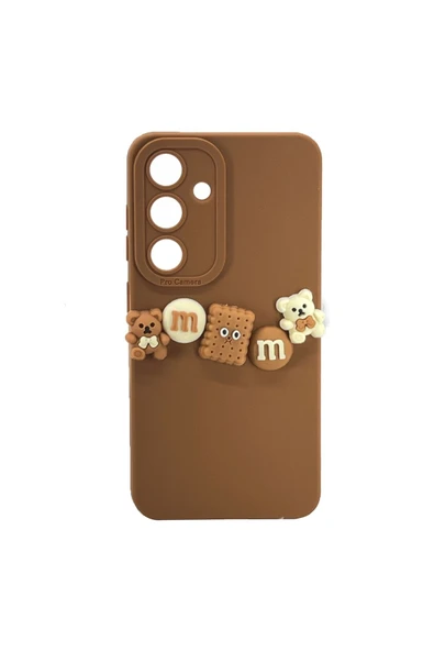 Nettech Samsung Galaxy S24 Uyumlu Lüx Bear Arka Koruma Kılıf - Kahverengi - 1