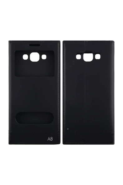 Nettech Samsung Samsung Galaxy A8 Uyumlu Pencereli Kapaklı Kılıf - Siyah - 1