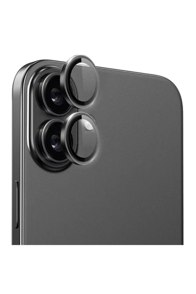 Nettech İphone 16 Uyumlu Safir Lens Kamera Cam Koruyucu - Siyah