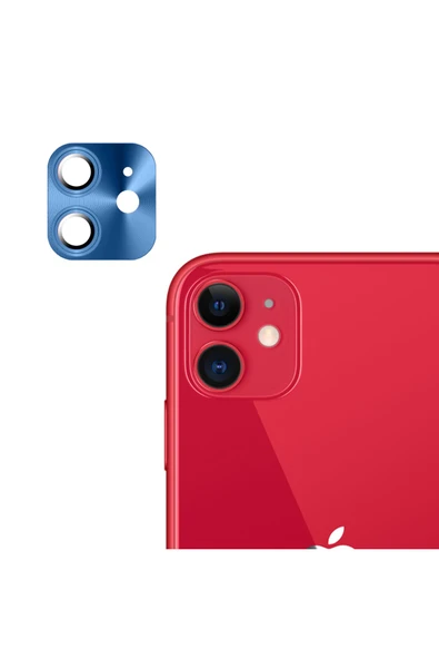 Nettech İphone 12 Uyumlu Metalik Seri Kamera Cam Koruyucu - Kırmızı - 1