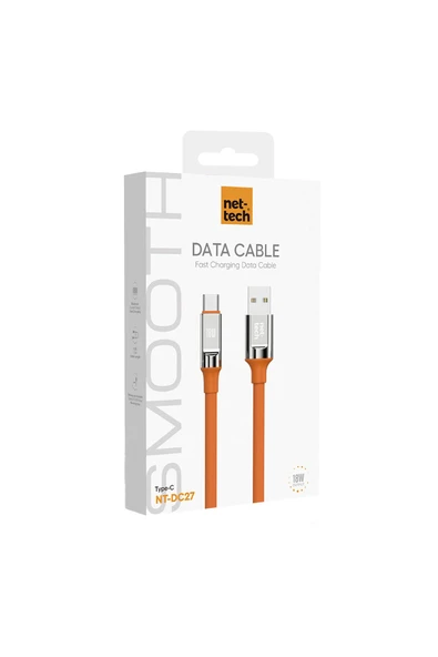 Nettech Nt-dc27 18w Plastik 100 Cm Type-c Şarj Ve Data Kablosu - Turuncu - 2