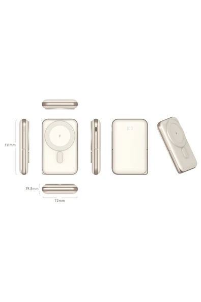 Nettech Nt-pw33 15w 20w Pd 10000 Mah Magsafe Taşınabilir Kablosuz Hızlı Şarj Aleti Powerbank - Krem