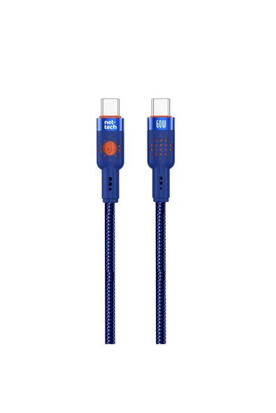 Nettech Nt-dc32 60w Plastik 100 Cm Type-c To Type-c Şarj Ve Data Kablosu - Mavi - 1