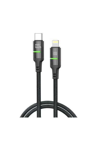 Nettech Nt-dc39 30w Plastik 100 Cm Type-c To Lightning Şarj Ve Data Kablosu - Siyahuyumlu