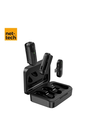 Nettech Nt-0t08 Plastik Type-c Kablosuz Yaka Mikrofonu - Siyah - 2