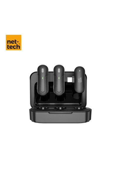 Nettech Nt-0t08 Plastik Type-c Kablosuz Yaka Mikrofonu - Siyah - 3