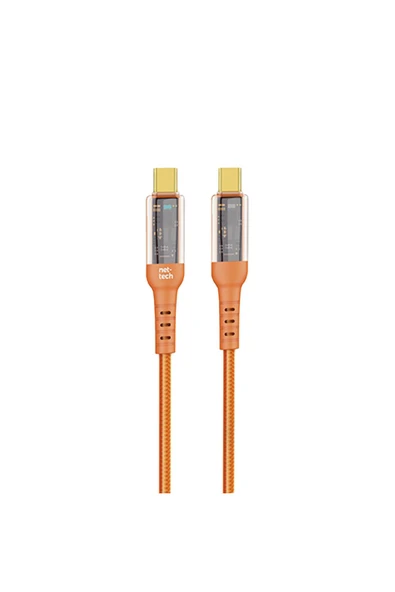 Nettech Nt-dc36 60w Plastik 100 Cm Type-c To Type-c Şarj Ve Data Kablosu - Turuncu - 1