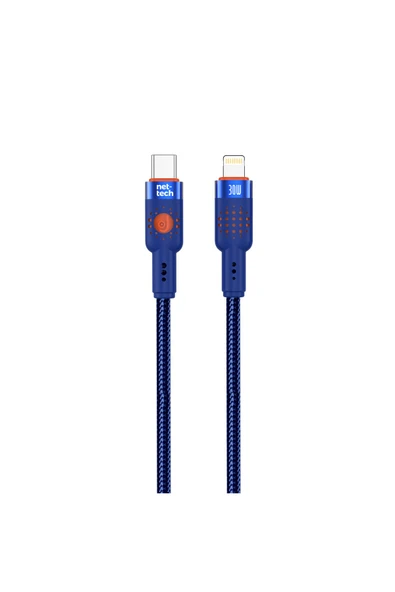 Nettech Nt-dc33 30w Plastik 100 Cm Type-c To Lightning Şarj Ve Data Kablosu - Mavi