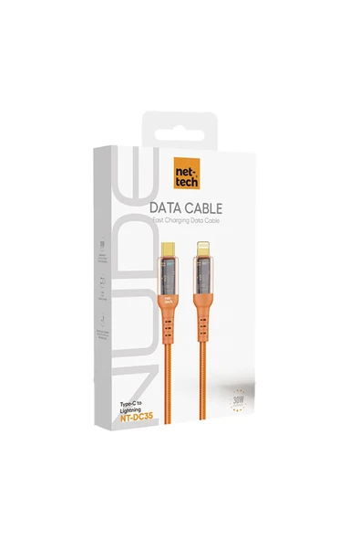 Nettech Nt-dc35 30w Plastik 100 Cm Type-c To Lightning Şarj Ve Data Kablosu - Turuncu - 2