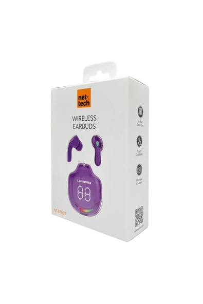 Nettech Nt-bth27 Işıklı Kulakiçi Bluetooth Kulaklık - Lila - 3