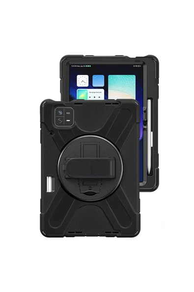 Nettech Xiaomi Mi Pad 6 Uyumlu Defender Zırhlı 360 Derece Sport Seri Tablet Arka Koruma - Siyah - 1