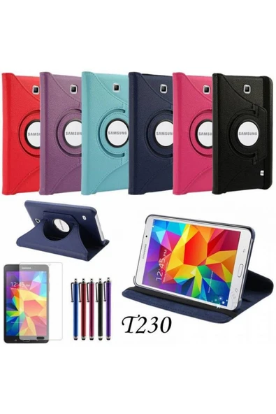 Nettech Samsung Galaxy T230 Tab 4 7.0 Uyumlu 360 Kapaklı Kılıf - Siyah - 3