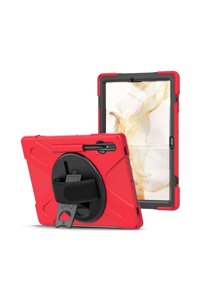 Nettech Samsung Galaxy T970 Tab S7 Plus 12.4 İnc Uyumlu Sport Seri Arka Koruma - Kırmızı